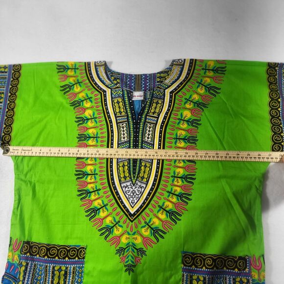 Big Mama Dashiki Hippie Green Colorful Traditional African Top Shirt Size Large - Picture 4 of 7